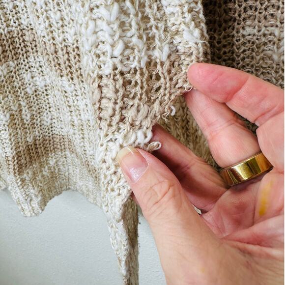 Lovestitch Marble Tan & Taupe Stripe Loose Knit Hi-Low Sweater M - Picture 5 of 14